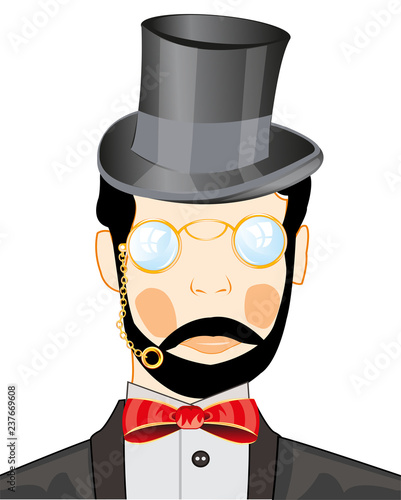 Vector illustration men in pince-nez and headdress