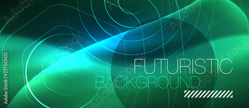 Neon glowing lines, magic energy space blue light concept, abstract background wallpaper design