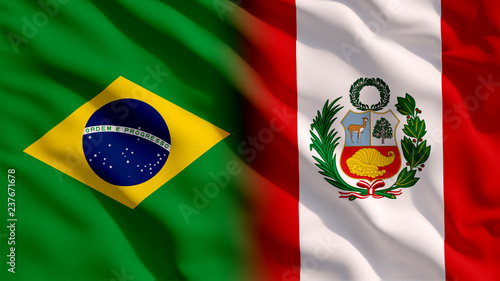 Waving Brazil and Peru Flags