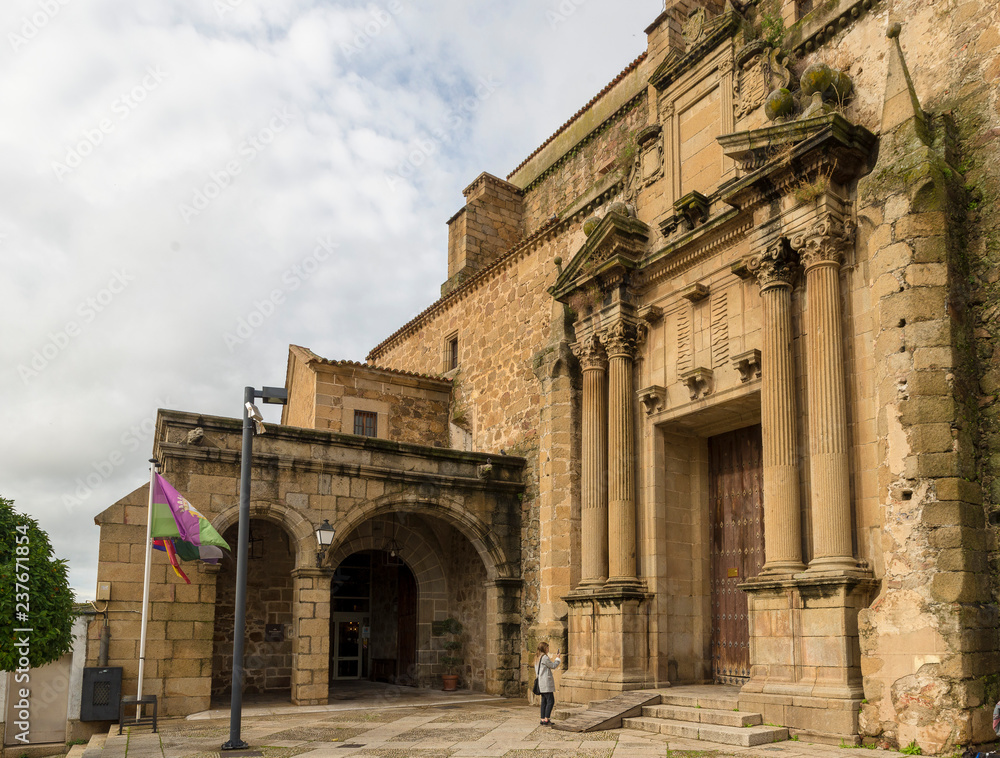 PLASENCIA, CACERES, SPAIN - NOVEMBER 25, 2018: Convent of San Vicente Ferrer, currently National Parador