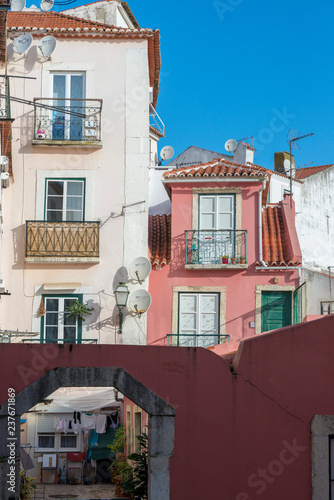 LISBON, PORTUGAL - NOVEMBER 21, 2018: A typical Alfama street
