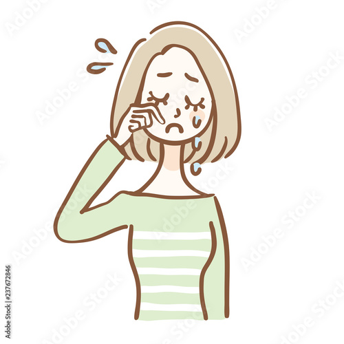 不安　泣く　女性
