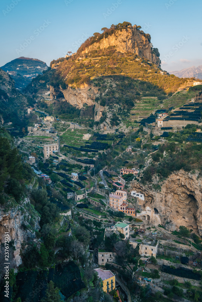 View of mountains in Amalfi, Campania, Italy