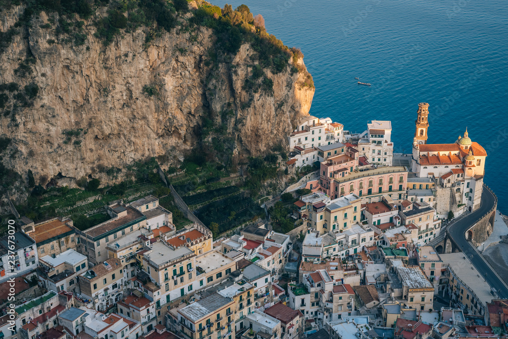 View of Atrani, on the Amalfi Coast, in Campania, Italy