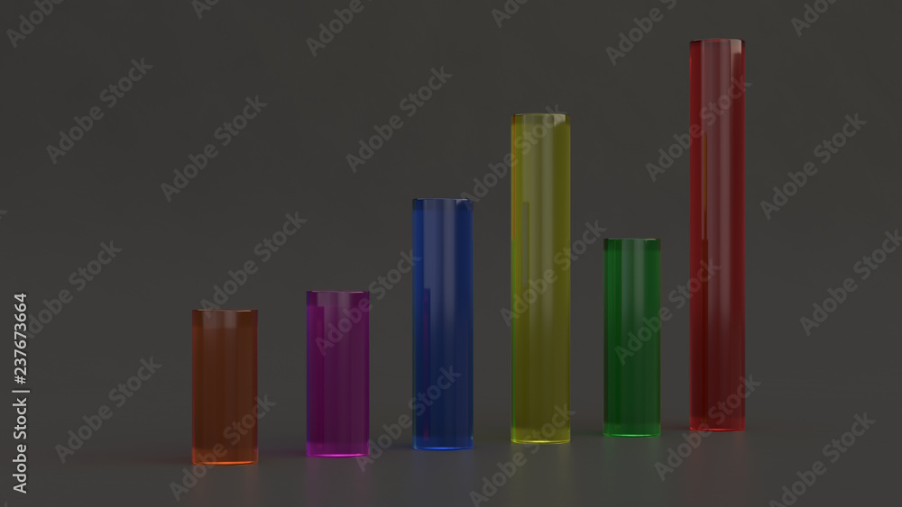 Glass bar diagram on black background Glass bar diagram on black background