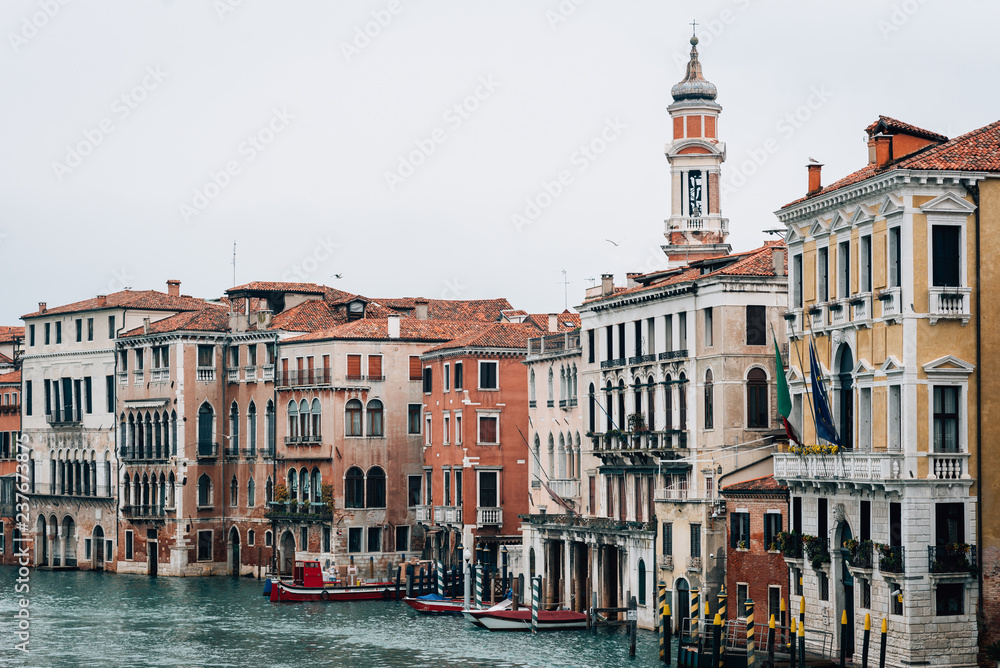 View of the Grand Canal from the Rialto Bridge, in Venice, Italy