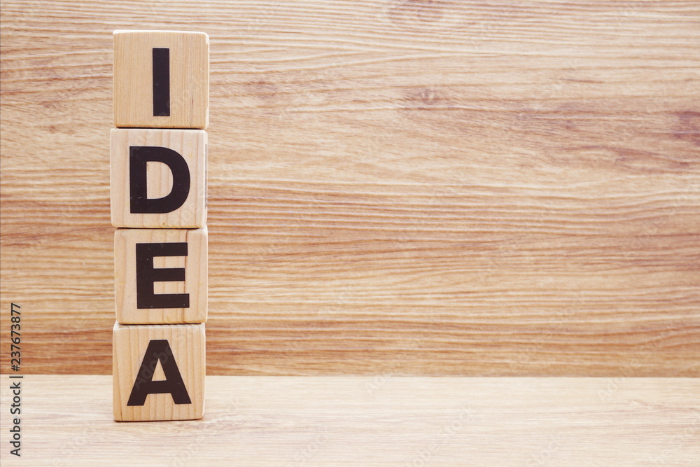 idea word made by letter wooden block business concept - obrazy, fototapety, plakaty 
