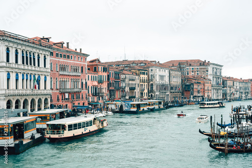 View of the Grand Canal from the Rialto Bridge, in Venice, Italy © jonbilous