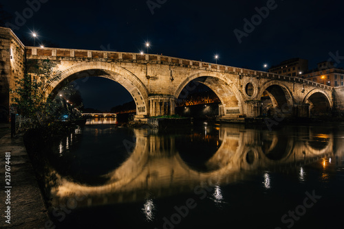 Ponte Sisto at night, in Rome, Italy.
