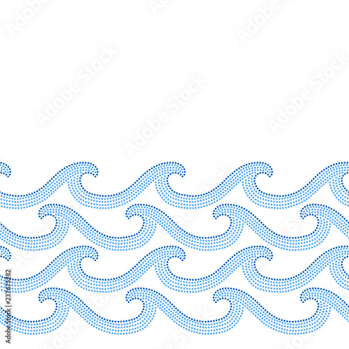 Blue and white doted ocean ...