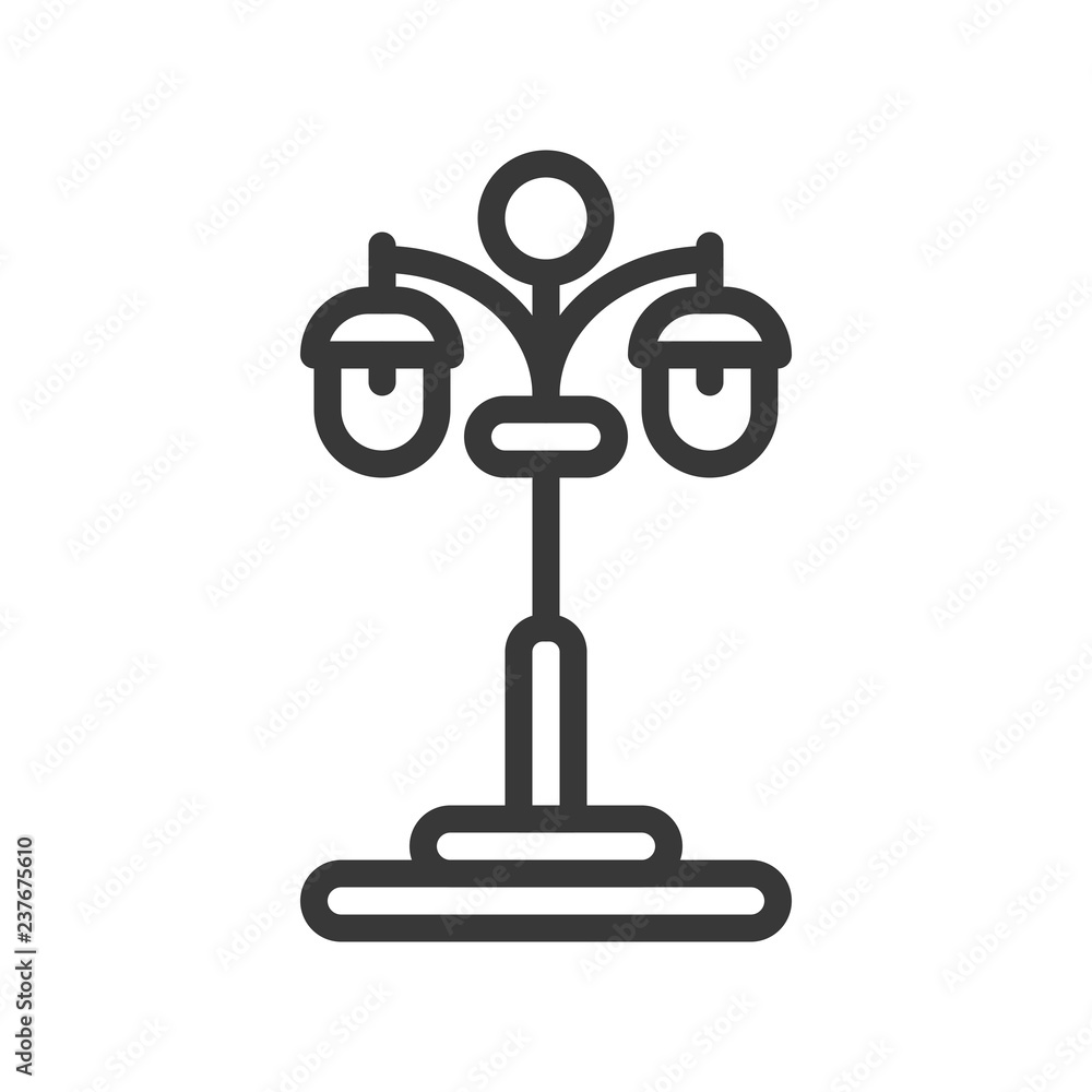 Lantern or lamp vector icon, line style editable stroke