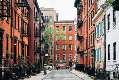 Canvas Print Colorful houses along Gay Street in the West Village, Manhattan, New York City