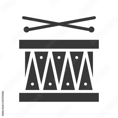 Drum with drumsticks vector icon, amusement park related solid style