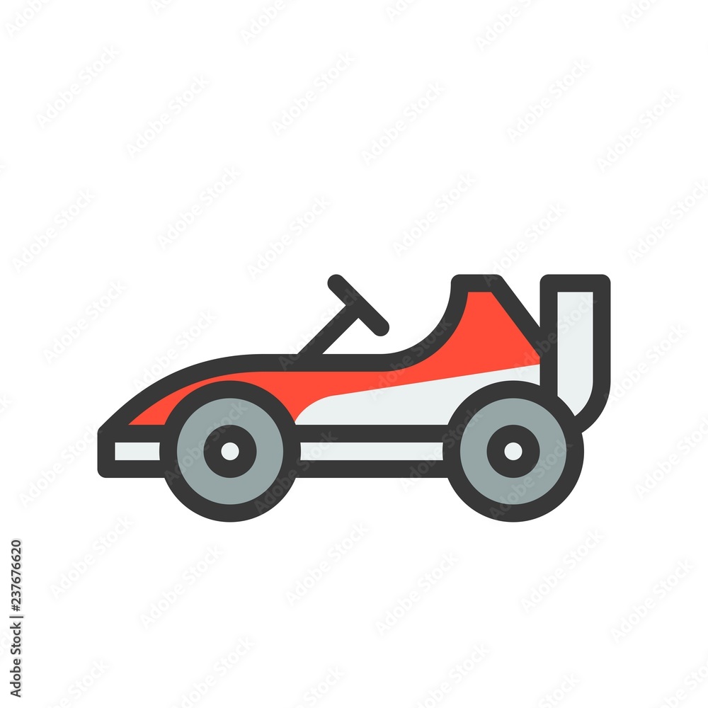 Vettoriale Stock Go kart or Racing car vector icon, filled outline style  editable stroke | Adobe Stock