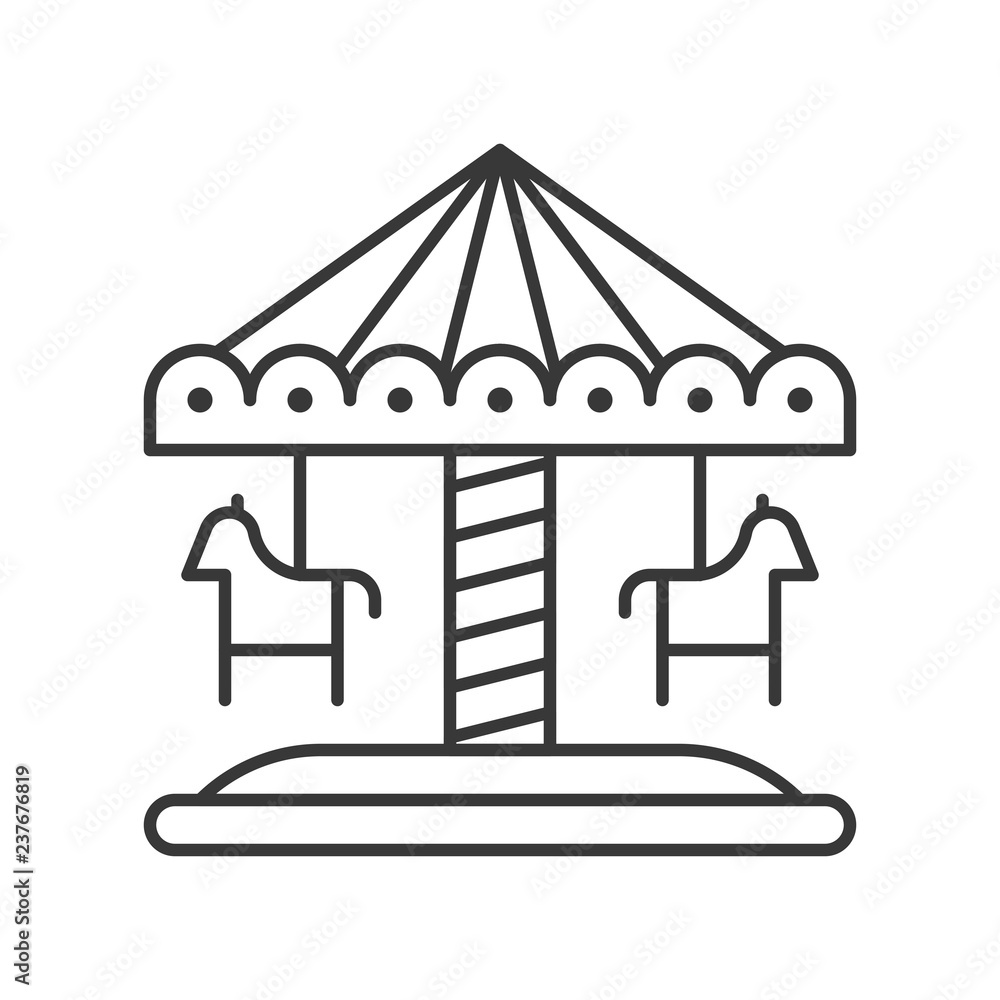 Merry go round vector icon, amusement park related line style Merry go round vector icon, amusement park related line style