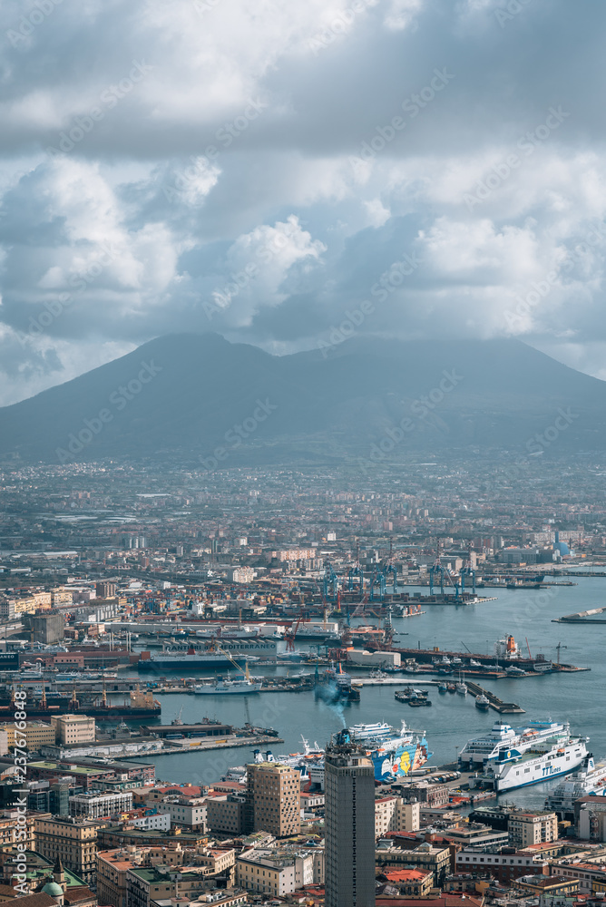 View of Mount Vesuvius and Naples, Italy