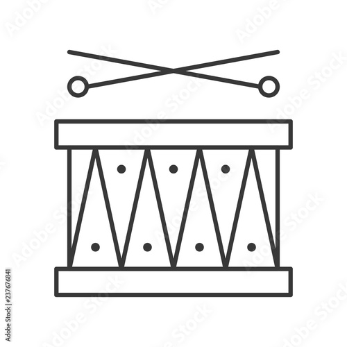 Drum with drumsticks vector icon, amusement park related line style