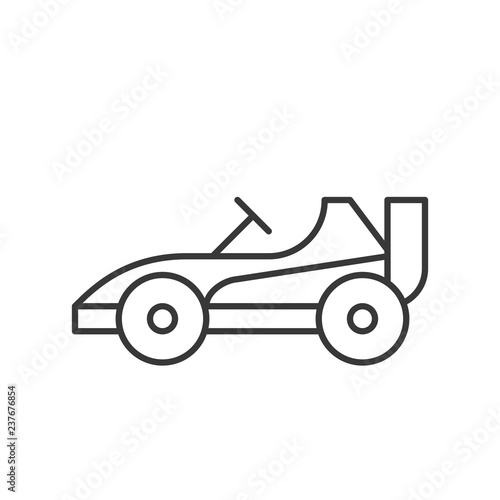 Go kart or Racing car vector icon, amusement park related line style