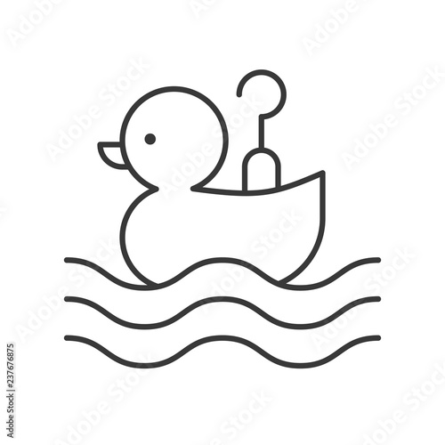 Hook a duck vector icon, amusement park related line style