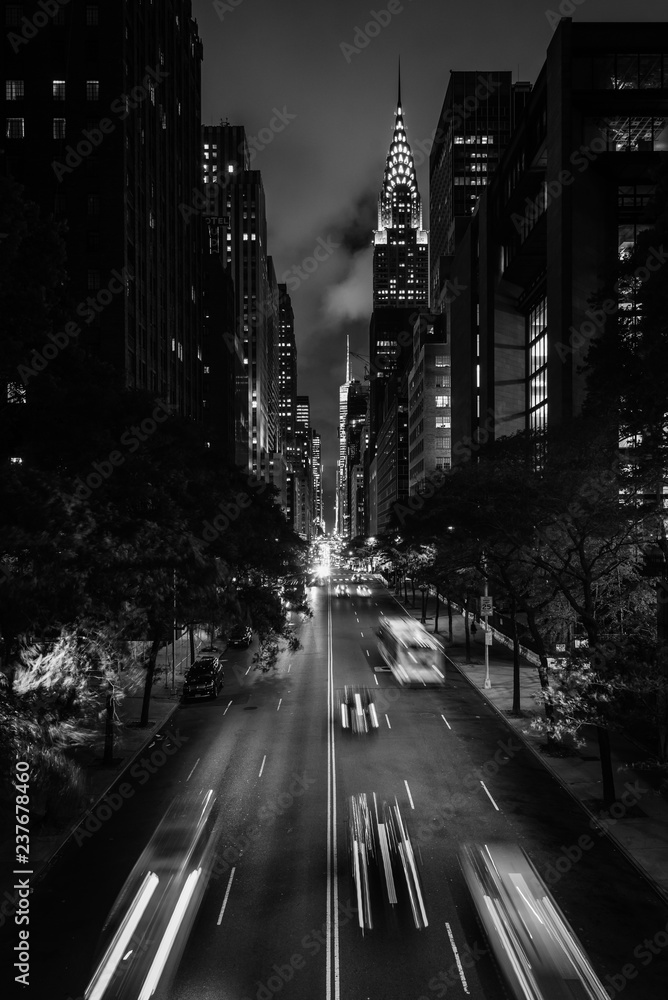42nd Street at night from Tudor City, in Midtown Manhattan, New York City