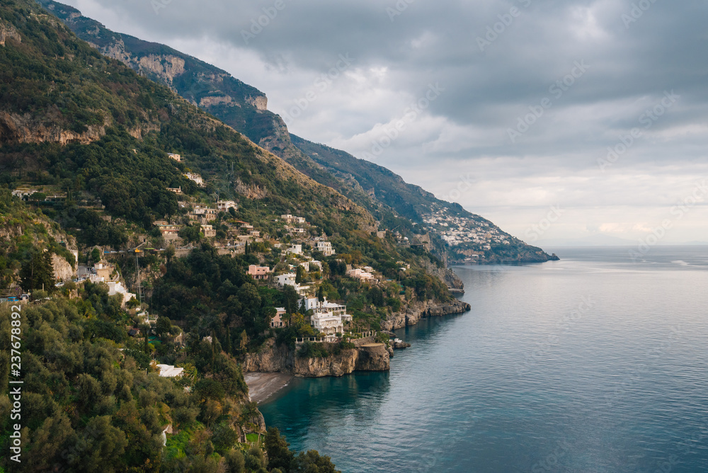 View of the Tyrrhenian Sea and Amalfi Coast from Positano, in Campania, Italy