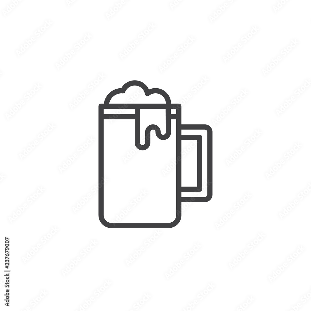Beer mug outline icon. linear style sign for mobile concept and web design. Glass of lager beer with foam simple line vector icon. Symbol, logo illustration. Pixel perfect vector graphics
