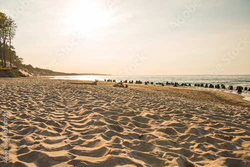 beach of the Baltic Sea with evening sun