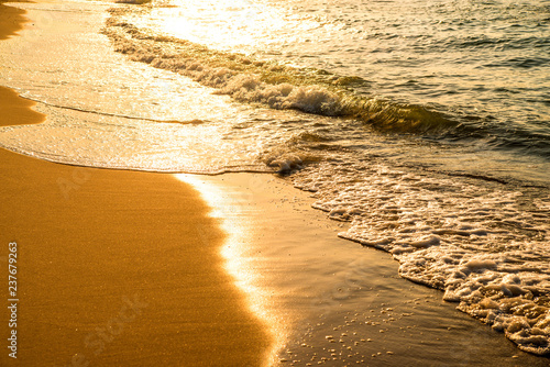 Fototapeta Naklejka Na Ścianę i Meble -  surf of the Baltic sea with evening sun
