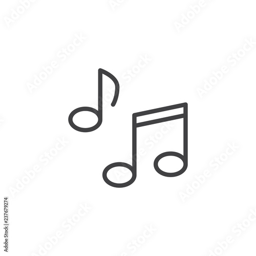 Music note outline icon. linear style sign for mobile concept and web design. Musical notes simple line vector icon. Symbol, logo illustration. Pixel perfect vector graphics