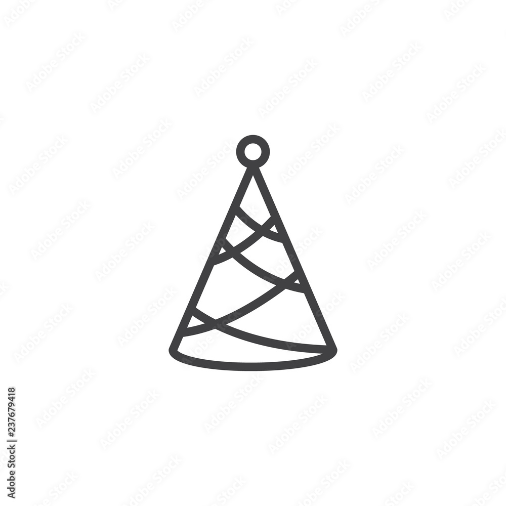 Party hat outline icon. linear style sign for mobile concept and web design. Cone hat simple line vector icon. Symbol, logo illustration. Pixel perfect vector graphics Party hat outline icon. linear style sign for mobile concept and web design. Cone hat simple line vector icon. Symbol, logo illustration. Pixel perfect vector graphics