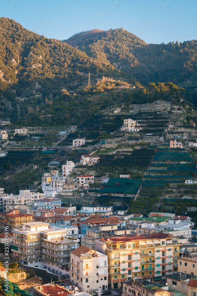 View of Maiori, on the Amalfi Coast in Campania, Italy