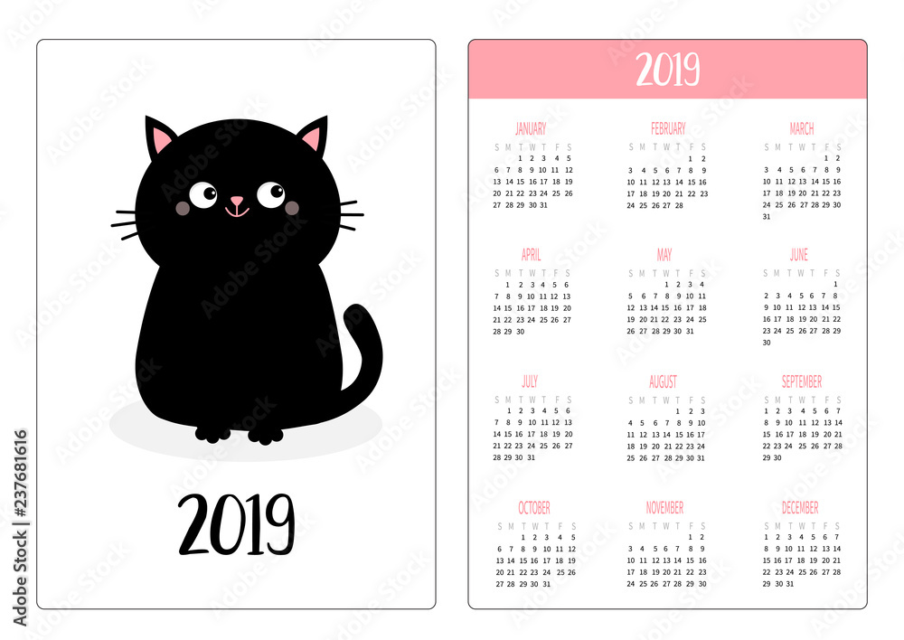 Pocket Calendar 19 Year Week Starts Sunday Black Cat Sitting Icon Cute Funny Cartoon Character Kawaii Animal Kitty Kitten Baby Pet Collection White Background Flat Design Stock Vector Adobe Stock Pocket Calendar 19 Year Week Starts Sunday Black Cat Sitting Icon Cute Funny Cartoon Character Kawaii Animal Kitty Kitten Baby Pet Collection White Background Flat Design Stock Vector Adobe Stock