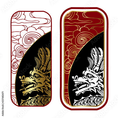 Decorative stamp with dragon in Chinese style
