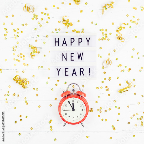 Wallpaper Mural New Year composition alarm clock golden confetti Torontodigital.ca