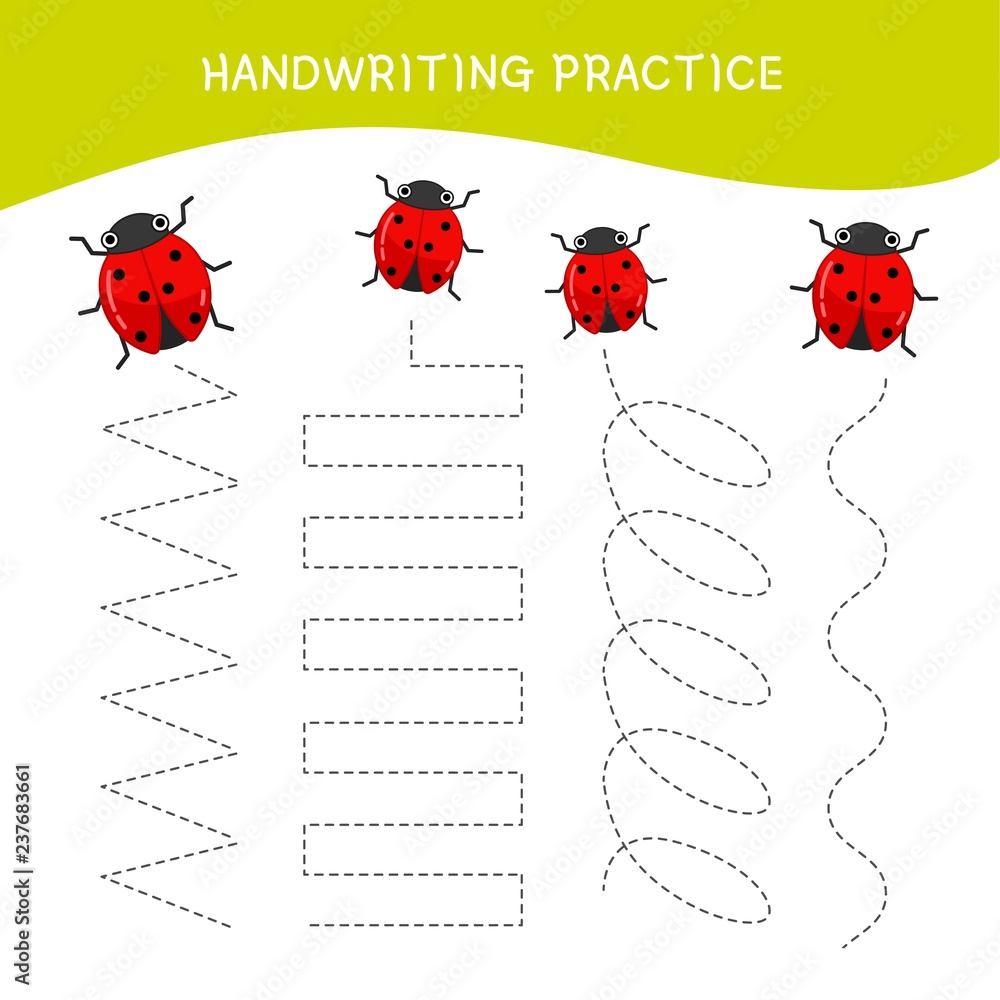 Handwriting practice sheet. Basic writing. Educational game for ...