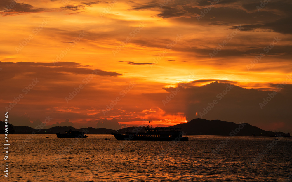 Sunset on the beach from Koh Loy Sriracha Chonburi