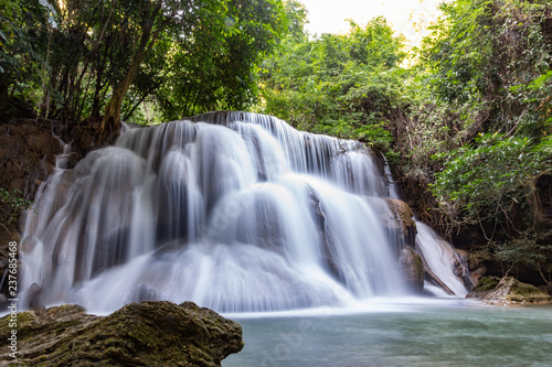 Huai Mae Khamin Waterfall is one of the most popular in Khuean    Srinagarindra    National    Park  Kanchanaburi  Thailand