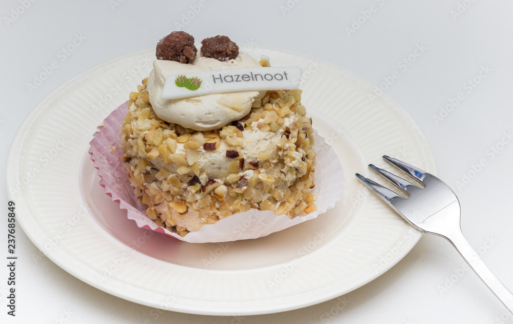 Round piece of hazelnut pie Round piece of hazelnut pie
