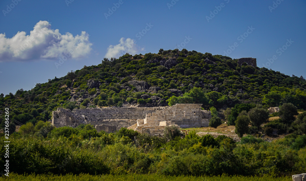 Theater of Patara Ancient City in Kas, Antalya, Turkey.