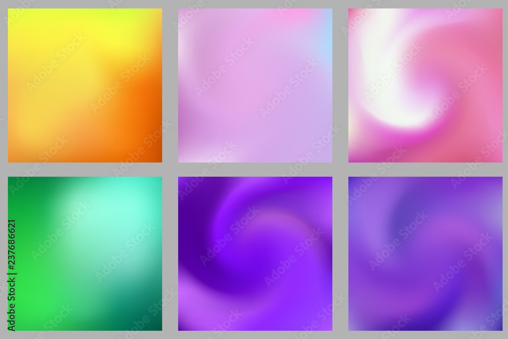 Fototapeta premium Set of abstract colorful blurred gradient mesh vector background. Element for your website, presentation, app and other. All elements are easily editable. Modern, trend colors