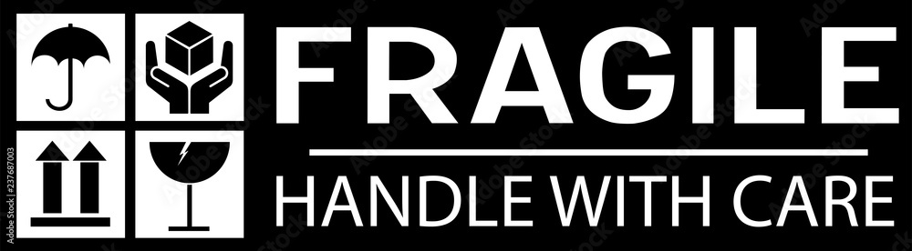 Sticker: fragile - handle with care - this way up - donot step Sticker: fragile - handle with care - this way up - donot step