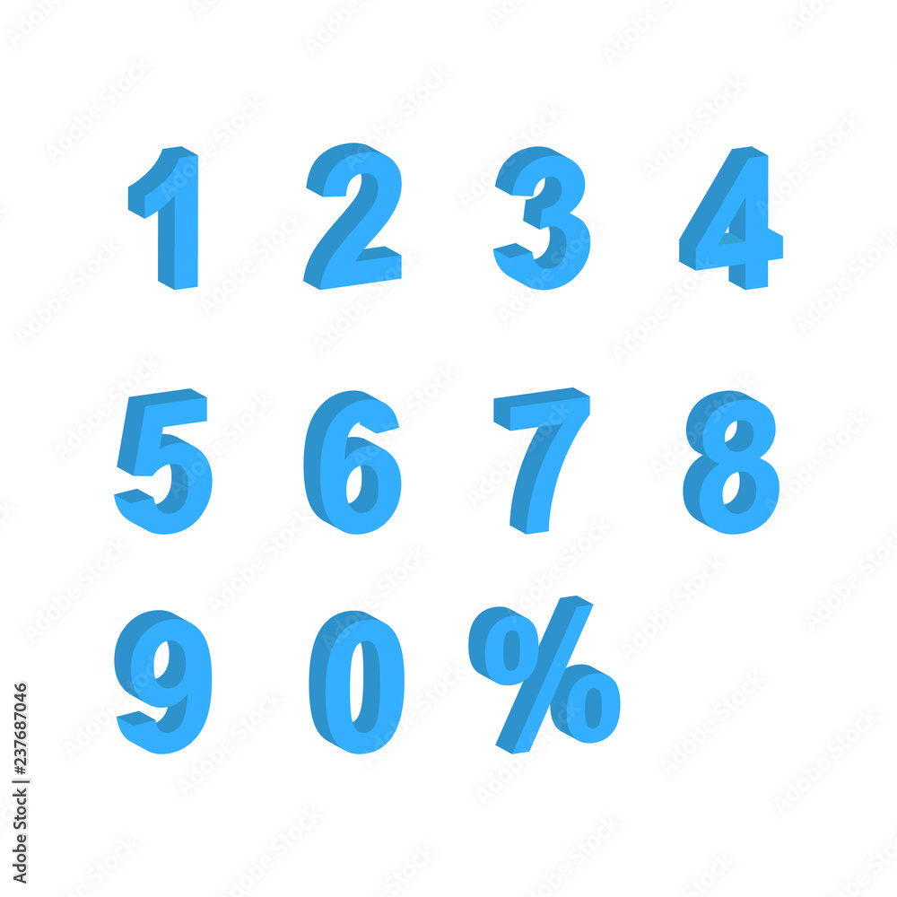 numbers set 3D isolated vector numbers set 3D isolated vector