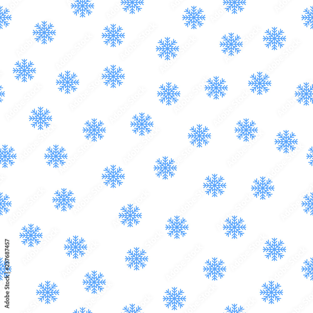 Christmas seamless pattern with blue snowflakes on white background Christmas seamless pattern with blue snowflakes on white background