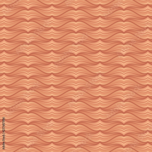 Abstract 3D wave pattern copper color background. Tracery lines.