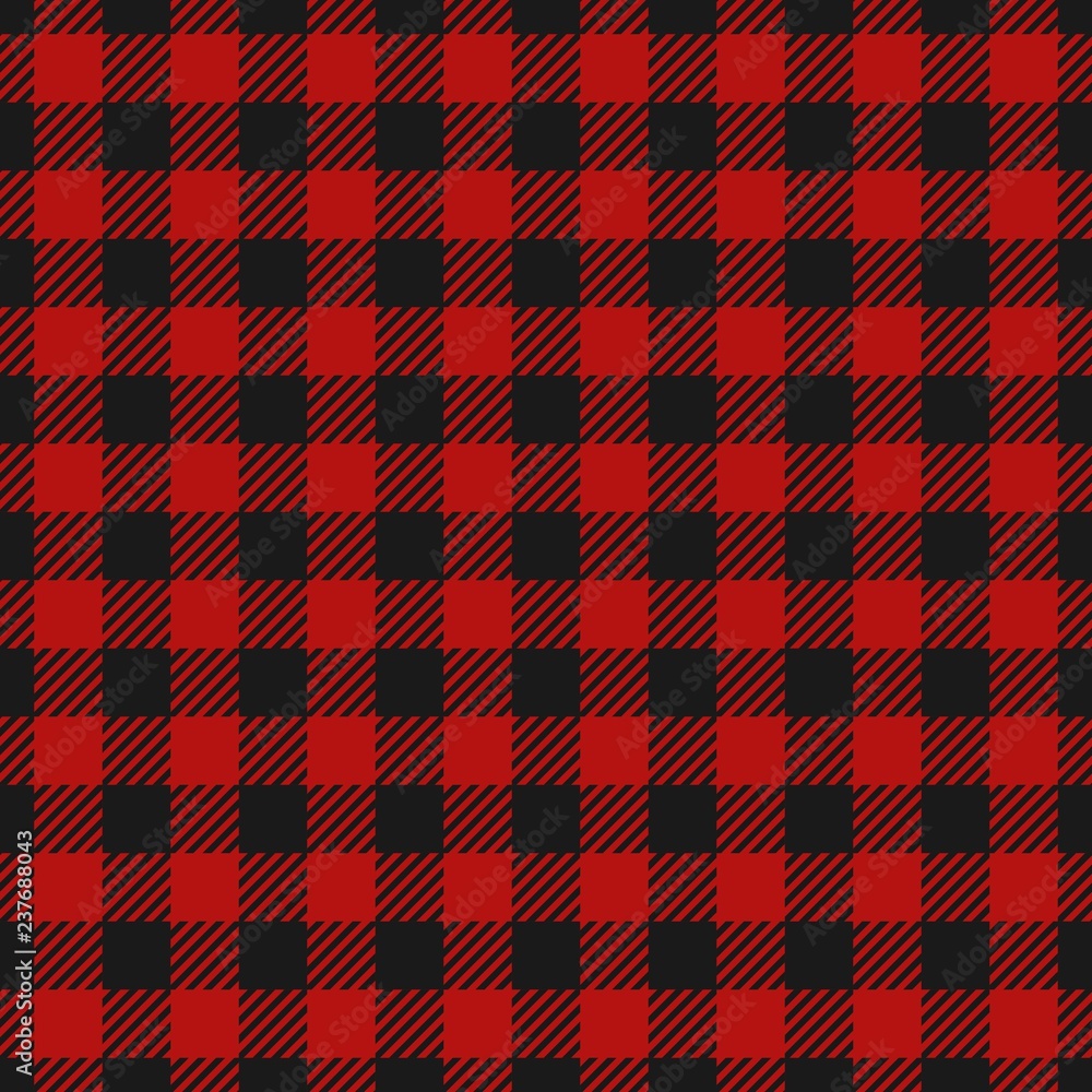 Lumberjack plaid seamless pattern flannel, Alternating dark red and black  squares checkered background. Scottish cage. Vector illustration Stock  Vector | Adobe Stock