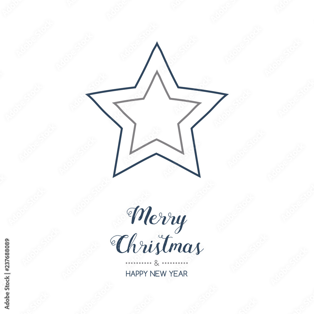 Obraz premium Merry Christmas and Happy New Year - card with hand drawn star. Vector.