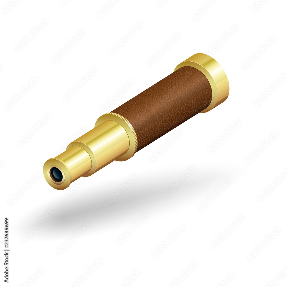 Realistic spyglass 3D. Vector illustration. Realistic spyglass 3D. Vector illustration.