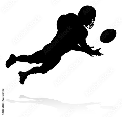 Detailed American Football player sports silhouette