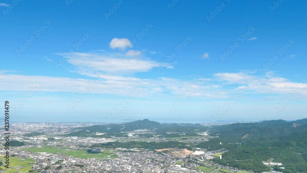 都市風景　福岡市　米の山展望台からの風景　タイムラプス