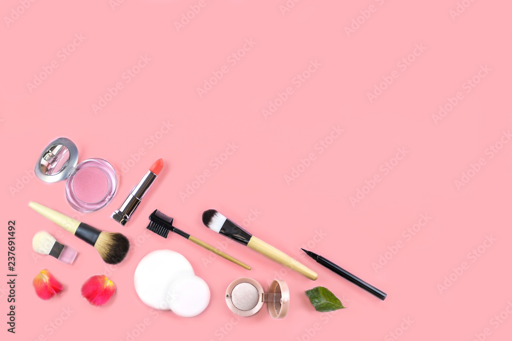 Fototapeta Set of decorative cosmetics for make up.